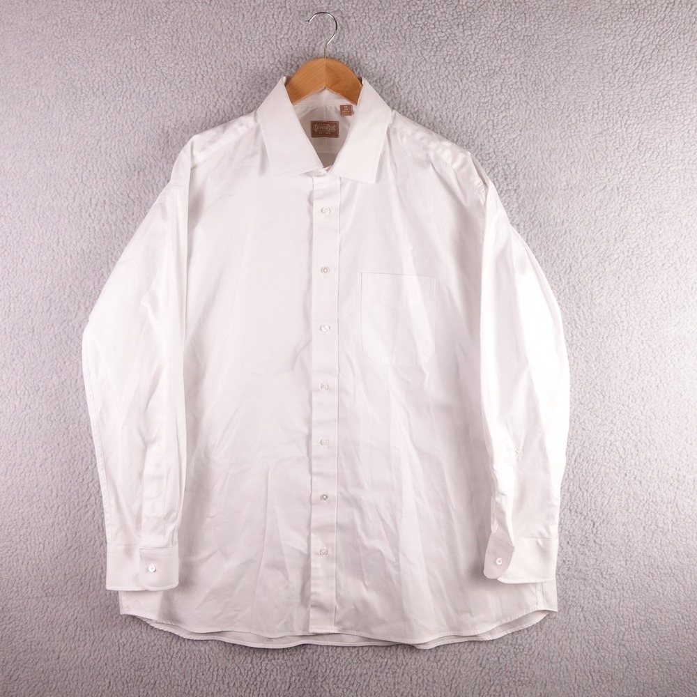 Gitman Bros Mens White 100%‎ Cotton Long Sleeve Dress Shirt 18 34 Made in USA